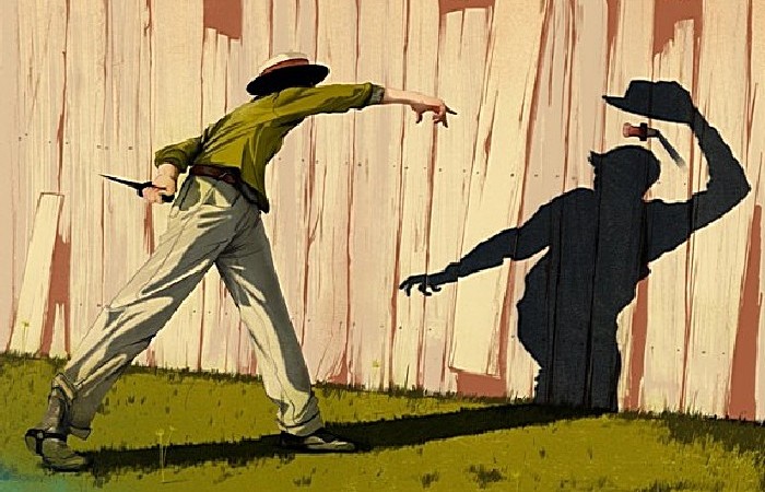 Бой с тенью: серия рисунков Джонатана Бартлета в стиле 50-х