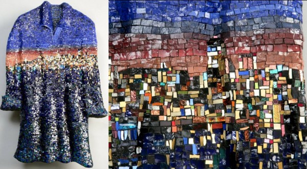Искусство мозаики Джули Риччи: вечернее платье с вечерним городом