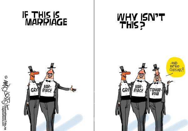 Художники-карикатуристы о легализации однополых браков: чем больше народу, тем веселее