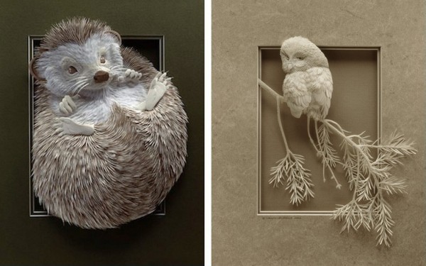 Бумажные животные Кэлвина Николлса: еж и сова