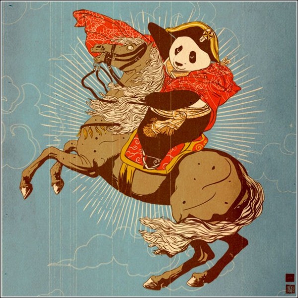 Революционная красная панда в треуголке